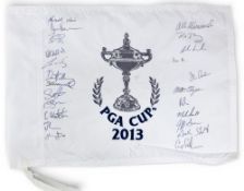 2013 PGA Cup multi signed Pin Flag USA v Great Britain & Ireland signed by all 20 players with