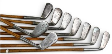 9x Assorted Ladies' Golf irons by makers Forgan, JH Taylor, Spalding, JB Halley and Anderson of
