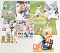 Signed England Cricket photographs to include Ian Botham x 2, Michael Vaughan, Alec Stewart, Paul