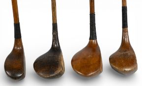 3x Socket neck woods to incl Scotia model by Forgan St Andrews driver, elegant high crown model