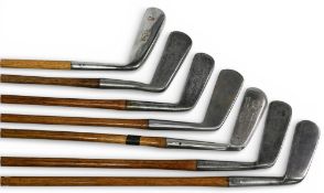 7x Assorted blade putters incl James Watt Accurate model straight blade, Geo Nicoll modern putter