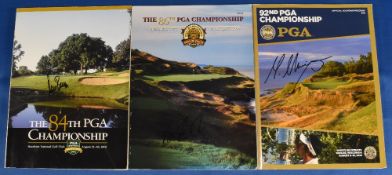 3x PGA Championship programmes hand signed by the eventual winner to include 2002 Richard Beam, 2004