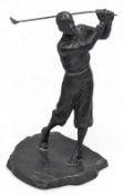 Spelter cast golfing figure with pewter finish - 24cm tall