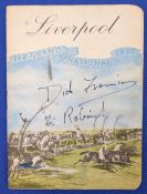 1956 Steeplechase Grand National Racecard signed by Dick Francis, 24th March 1956 with pen notes