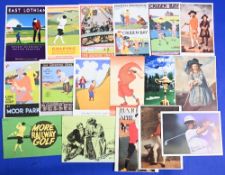 Collection of large modern coloured golfing postcards-one signed (11) to include Guinness Series