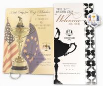 2004 Oakland Hills and 2012 Medinah Welcome Dinner Menu Cards: both unsigned official PGA/Ryder