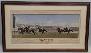 1954 Monarch Winning the AJC St Leger Meeting Randwich watercolour painting by F W George - ridden
