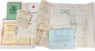 c1940-1950 Addington Palace Golf Club Paperwork, including cards, plan of golf club, share payment