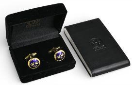 PGA of Sweden blue enamelled Cufflinks, gold finish with PGA of Sweden business card holder official