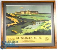 LMS Gleneagles Hotel Golf Railway Travel Golf Poster - a modern reissued poster, well framed and
