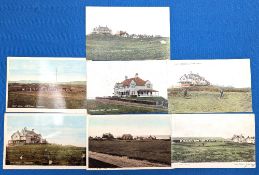 Collection of early 20thc Seascale Golf Club coloured postcards (7) to include 18th green, Golf