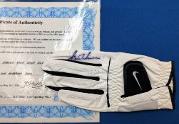 Tiger Woods signed Golf Glove, with Authentication Certificate ACG - some bleeding to ink