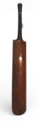 Victorian Edward Page full size dark stained Cricket Bat with silver plated presentation shield on
