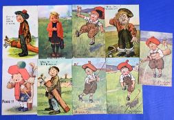 Interesting collection of early 20thc amusing cartoon golfing postcards (9) to incl 5x R Tuck & Sons