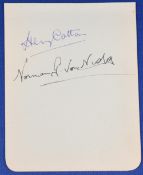 Pre WW2 Golfing signatures to include Henry Cotton and Norman Von Nida (2) both signed in ink in