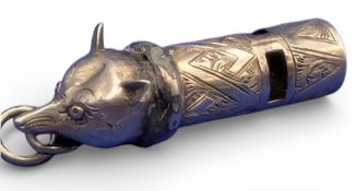 Sterling Silver Fox Hunting Whistle Fox Head, #5g
