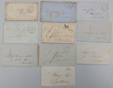 Postal History Pre Stamp Covers, with assorted postal marks, mostly Shropshire area (10)