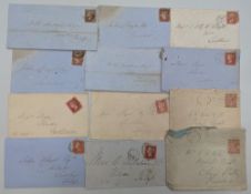 Postal History Penny Red Covers, perforated stamps Penny Red, mostly Shropshire area letters with