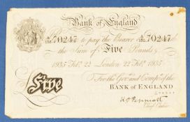 WWII German Operation Bernhard Counterfeit £5 Note: Operation Bernhard was an exercise by Nazi