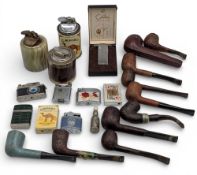 Smoking Pipes Lighter Collection: used mixed lot with a collection of Burr estate pipes, assorted