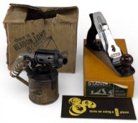 Vintage Stanley No.3 Woodwork Plane, with wooden handles/tote (boxed) in light used condition, comes