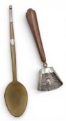 Rams Horn Spoon Whistle: silver topped, with a .925 Scottish sugar spoon with turned wooden handle