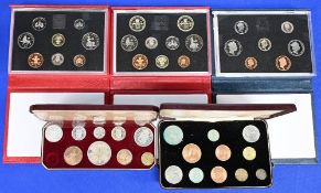 Royal Mint Specimen Sets 1953 (missing farthing), 1968 First and Second Issue, 1988 in green case,
