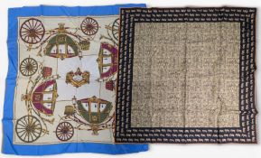 4x Vintage Silk Scarves - French, British and Japanese: two French ones by Monica, a Jim Thompson,