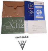 2x Original Jaguar V 12 Chromed Emblems both original used emblems, comes with an unused Jaguar XJ