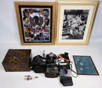 Selection of Collectables to consist British Coin collection framed, enamel badges, gun cufflinks,