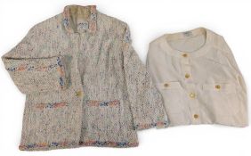 Vintage Chanel Boutique Silk Blouse, #38” pit to pit, plus a vintage c1980s Chanel Boutique multi