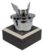 Wolseley Car Bonnet Mascot c1950: chromed on a later wooden base