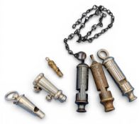 Victorian military uniform whistle, by Joseph Jennens & Co, Birmingham 1852, complete with sleeve