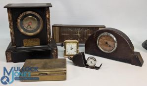 1890 Morpeth presentation slates and marble mantle clock case, with an electric replacement movement
