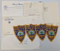 Miami Beach Police Florida Cloth Patch Badges c1980, 4 original badges with letters of