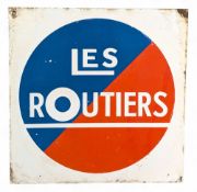 Original French Les Routiers double-sided Sign - a French guide for truck drivers