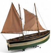 Large Herring Drifter Model Boat, a vintage model named Lady Eve, with age related wear - some