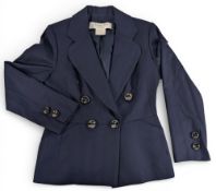 Vintage Christian Dior Boutique Jacket and matching skirt, GB size 14, a navy-blue double-breasted