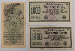 Anti-Jewish Propaganda Banknotes inflation era German banknotes over-printed with Anti-Semitic