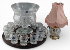 Abbey Collect Cut Crystal Punch Bowl and Tankards on Carousel Base, all complete with no damage,