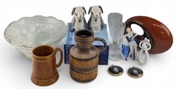 Chine & Glass Collectables: a large glass punch bowl with cups and serving spoon, German vase, Spode