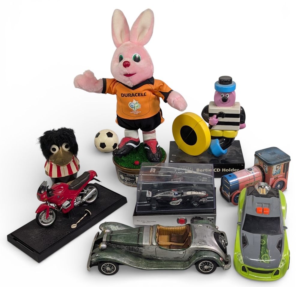 Toys and Collectables: World Cup 2006 Duracell Bunny figure, TSB money box, Bertie CD holder,