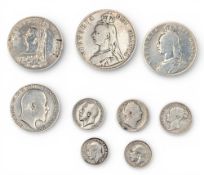 GB Silver British Coins, a mixed lot of worn half crown, florin, sixpence, threepence (#70g)