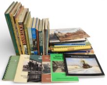 A selection of Railway themed hardcover and paperback books and publications to include An