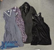 Vintage Laura Ashley Clothing: a good lot to include a navy silk sailors dress, size 12, a black