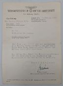 KLV [kinderland verschickung] permission to collect Children letter 1943 Mrs Imhoff is granted