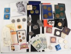 Selection of British Coins and Medallions to include Festival of Britian, 1999 Diana Memorial £5,