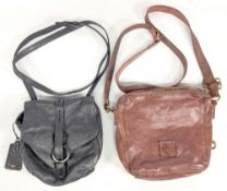 2x Small leather Radley and Campomaggi Crossbody Bags - a black leather Radley bag 20cm x 20cm in