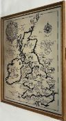 Large framed printed Mirror Map: Horses of the British Isles - size 57cm x 73cm. Collection only