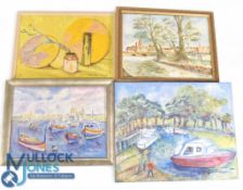 Large collection Artist Paintings Artwork, on board and framed examples, watercolours, oils,